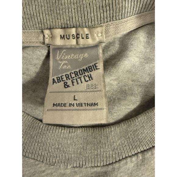 VTG Abercrombie Fitch Shirt Mens L Gray Muscle Short Sleeve Graphic Logo Tee Y2K - Picture 3 of 7